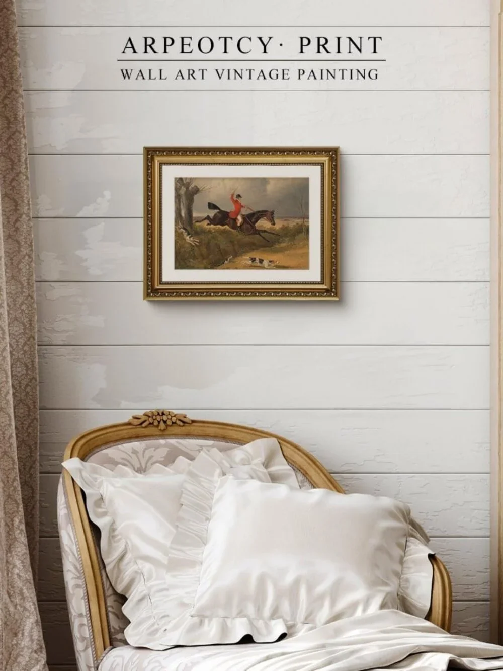 Vintage Equestrian Fox Hunting Canvas Art | 11x14 Inch Horse & Rider Decor